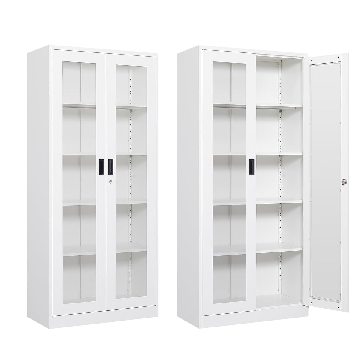 Anxxsu Display Cabinet with Glass Doors, Display Case Cabinet for Collectibles, Curio Display Cabinet with 4 Adjustable Shelves, 71" Glass Display Cabinet for Home Living Room (White) Anxxsu