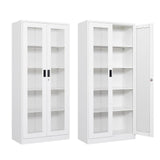 Anxxsu Display Cabinet with Glass Doors, Display Case Cabinet for Collectibles, Curio Display Cabinet with 4 Adjustable Shelves, 71" Glass Display Cabinet for Home Living Room (White) Anxxsu