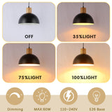 QianZhan Solid Wood Pendant Light 3 Pack, Modern Matte Black Pendant Lights Fixtures Adjustable Dome Hanging Lighting,for Kitchen Island Dining Room Restaurant Office Farmhouse QianZhan