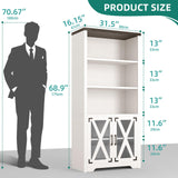 YITAHOME Farmhouse Storage Cabinet with Acrylic Doors & Led Light, 5 Tier Bookshelf and Bookcase, Pantry Cabinet for Living Room, Kitchen, Dining Room - White YITAHOME