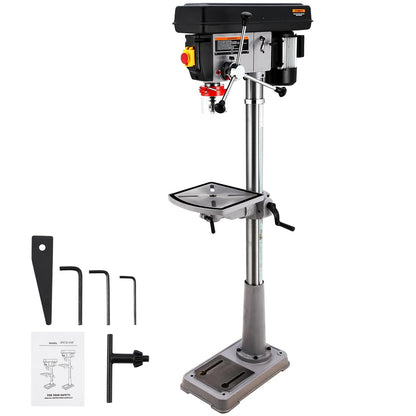 15 in Floor Drill Press, 7.5 Amp 120V Pure Copper Motor, 288-3084 RPM Variable Speed Cast Iron Bench Drill Press, 0-45° Tilting Worktable, Tabletop Drilling Machine for Wood Metal - WoodArtSupply