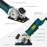 Enventor Mini Circular Saw, 4.8A Electric Circular Saws Corded with Laser Guide, 4000RPM, 3 Saw Blades 3-3/8" Max Cutting Depth 1-1/16", Compact, Power for Wood, Soft Metal, Tile, Plastic Enventor