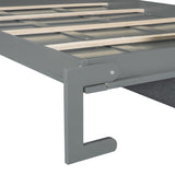 Linique Queen Size Murphy Bed with Sofa and Top Shelf, Horizontal Wall Bed, Versatile Convertible Wooden Bed Frame, Grey Linique