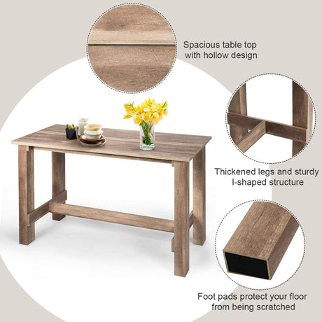 MIDDOW Counter Height Table, 55’’ L x 25.5’’ W x 35.5’’ H Rectangular Rustic Counter Kitchen Table, Multifunctional Wood Farmhouse Kitchen Dining Table for Bar, Dining Room, Apartment, Pub & Cafe WoodArtSupply