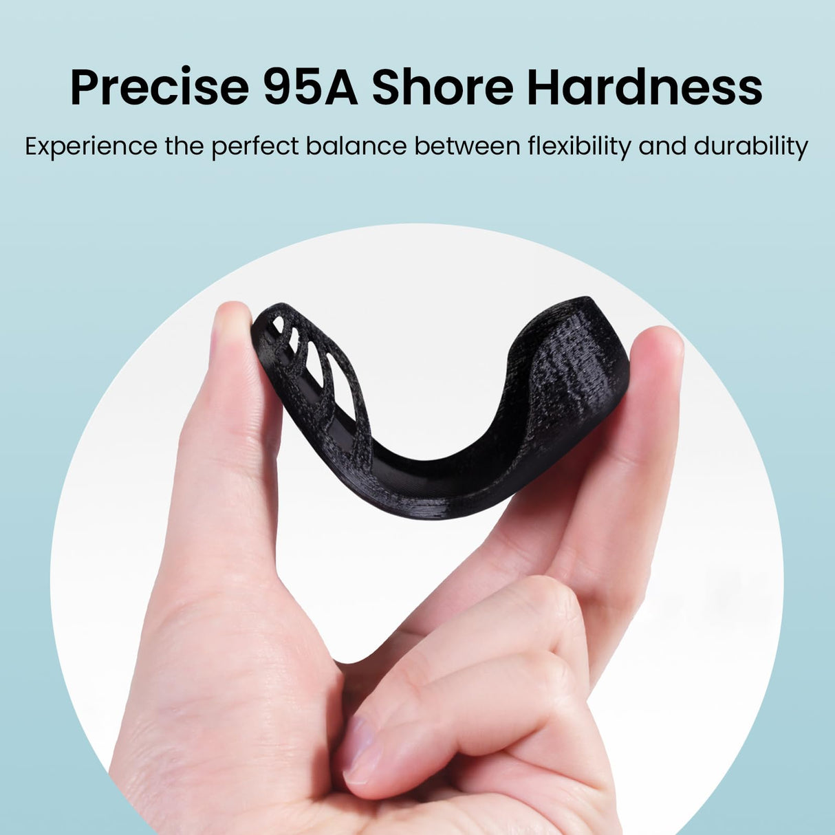 TEQStone TPU Filament 1.75mm Black 1Kg Spool 95A Flexible Soft 3D Printer Filament Consistent Diameter +/-0.03mm in Vacuum Package TEQStone