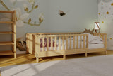 Montessori Floor Bed Designed with Open Front for Girls and Boys | Pine Wood Natural Solid Frame Bed Footed Model with Slats | Sturdy Designed Floor Bed Frame for Kids (Crib, Height : 23 Inches) wood and montessori