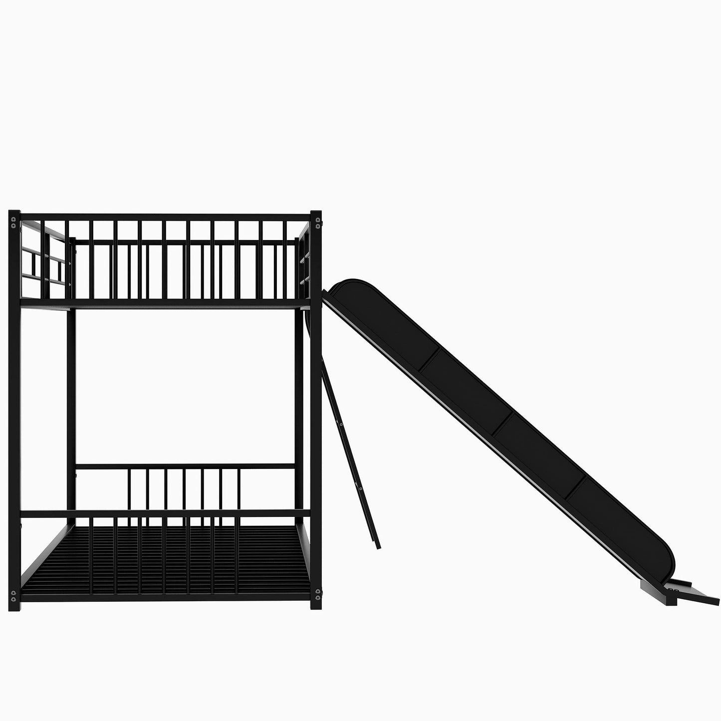 Harper & Bright Designs Metal Bunk Beds Twin Over Twin with Slide for Kids, Heavy Duty Twin Bunk Beds with Ladder for Girls Boys, No Box Spring Required,Black