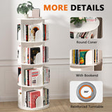Nidouillet Rotating Bookshelf, 4 Tier Spinning Bookcase Tower Lazy Susan, Revolving 360 Book Shelf Storage Round Organizer, Vertical Rotate Turning Corner Book Case for Small Space, White Nidouillet