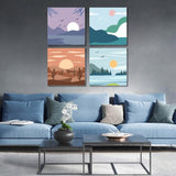 Fotasmua 4 Pack Framed Paint by Number Kits for kids Sunset, DIY Landscape Paint by Numbers Kits for Adults on Canvas, Easy Acrylic Oil Painting for Kids & Adults Beginners for Wall Decor (8 x 8 Inch) Fotasmua