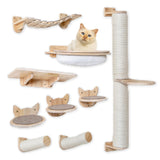 FLUFFYPUFF Cat Wall Shelves & Furniture Set (9 Pieces)-Durable Rubber Wood & Non-Slip Carpet, Includes Washable Hammock, Shelf, Climbing Scratcher, Ladder, Wall Steps, and Sisal Steps for Large Cats FLUFFYPUFF