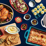 Rachael Ray Solid Glaze Ceramics Casserole Bakers/Baking Dish with Shared Lid Set, 3 Piece, Red Rachael Ray