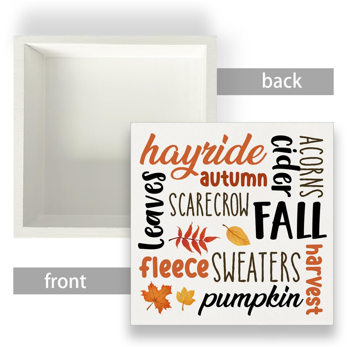 Fall Sign Autumn Wooden Sign Fall Farmhouse Home Decor for Desk Table Shelf Tabletop, 5 x 5 Inches brayqu