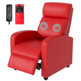Massage Recliner Chair, Single Sofa Chair with Remote Control, Chair Recliner, Lazy Boy Recliner Chair, Living Room Recliners with Pu Leather Padded Seat Backrest, Recliner Chairs for Adults, Red MKDLUFEI
