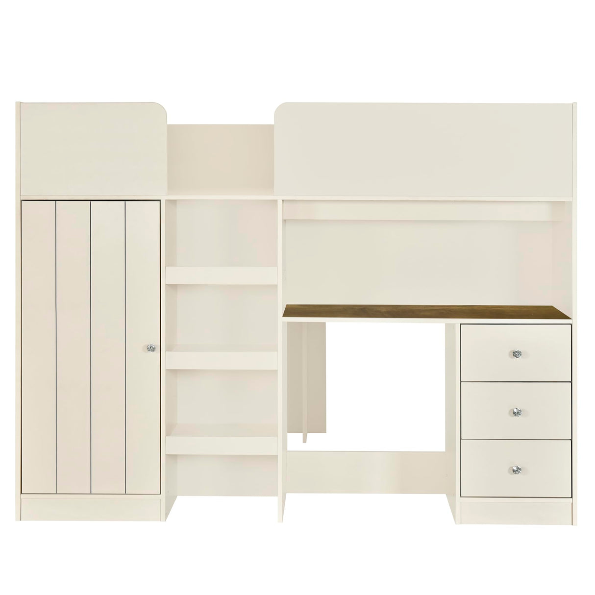 Full Size Loft Bed with Desk and Wardrobe by Harper & Bright Designs in Beige Harper & Bright Designs