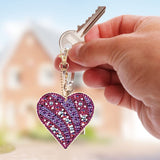 LUSandy 5pcs DIY 5D Heart Diamond Painting Keychain Kits Double Sided Full Drill Special Shape Heart Diamond Art Key Chain Key Ring Set for Backpack Shoulder Bag Accessories Adults LUSandy