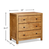 MUSEHOMEINC Rustic Ridge Farmhouse 3-Drawer Nightstand,Night Stand with 3 Drawers Dresser,Wooden Dresser with Round Metal knobs for Bedroom MUSEHOMEINC