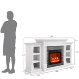 70" Electric Fireplace with Mantel, Fireplace TV Stand for TVs Up to 80 Inch, Modern Entertainment Center with Storage, Realistic Stacked Stone Surround with Remote Control for Living Room, Bedroom LGHM