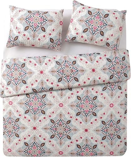 VCNY Home - King Quilt Set, 3-Piece Medallion Bedding with Matching Shams, Cozy Room Décor (Wyndham Blue/Multi, King) VCNY Home