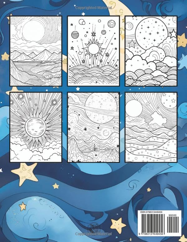 Moon and Stars Coloring Book: A Whimsical Coloring Journey Through Dreamy Night Skies – 25 Relaxing, Meditative, and Satisfying Coloring Pages for Adults and Teens Majosta