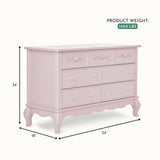 Evolur Aurora 7 Drawer Double Dresser, Dusty Rose Evolur