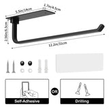 Paper Towel Holder - Self-Adhesive or Drilling, Matte Black, Upgraded Aluminum Kitchen Roll Dispenser Under Cabinet, Lighter but Stronger Than Stainless Steel! niffgaff