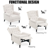 Altrobene Velvet Accent Chair, Push Back Recliner Chair, Wingback Arm Chair for Living Room/Bedroom/Home Theater/Reception Area, Light Beige Altrobene