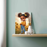 Tucocoo Cool Black Girl Paint by Numbers for Adults Beautiful Sunflowers Field DIY Paint by Number Acrylic Paint Canvas Little Girl Afro Painting Kits Art Home Wall Decor 16x20 Inch (Without Frame) Tucocoo