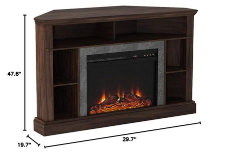 Ameriwood Home Overland Fireplace TV Stand for TVs up to 50 Inch, Replaceable Electric Fireplace Insert Heater, Remote Control, Timer, Realistic Log and Flame Effect, Espresso Ameriwood Home