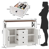 YGEOMER Buffet Cabinet Sideboard Farmhouse Coffee Bar with 3 Drawers and 2 Doors, Wood Kitchen Table Wine Bar Storage Cabinet for Dining Room YGEOMER