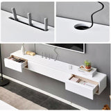 Solid Wood Floating Tv Stand Shelf With 3 Drawers,Wooden Floating Tv Cabinet,Wall Mounted Entertainment Center Floating Media Console,Suitable For Living Room, Bedroom(Brown,63"W x 8"D x 9.5"H) WOLWES