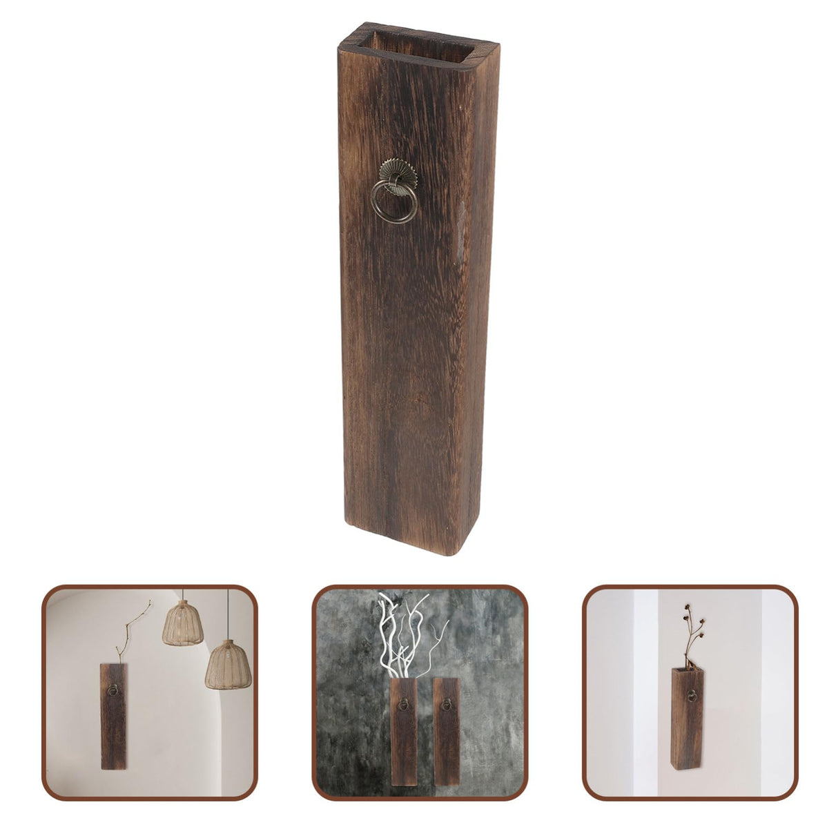 Wood Wall Pocket Vase Wood Wall Planter for Dried Flowers and Artificial Greenery Indoor Plants Holder Indoor Wall Planter Wooden Pocket Vase Modern Farmhouse Wall Decor IMIKEYA