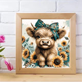 Highland Cow Animals Paint by Numbers Kit for Beginner Easy Paint by Numbers for Sunflower Flower On Canvas Painting Kit For Kids DIY Paint By Number Canvas For Adults for Wall Decor 16 x 16Inch ZQEATRY