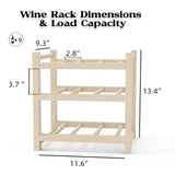 Solid Wood Wine Rack, HUTTEN 9-Bottle 3-Tier Wine Rack, Sturdy & Durable Wine Storage Cabinet Shelf, Wine Racks Countertop for Kitchen,Countertop,Table Top,Pantry, Home,Room Decor,Bar,Cellar Basement Haihomebest