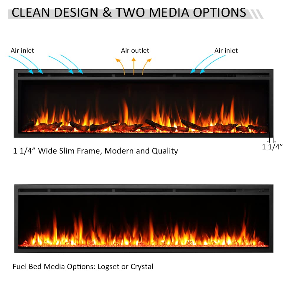LegendFlame Austin in Wall Recessed & Wall Mounted Electric Fireplace (72") Legend Flame