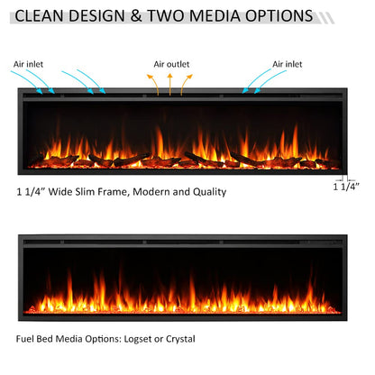 LegendFlame Austin in Wall Recessed & Wall Mounted Electric Fireplace (72")