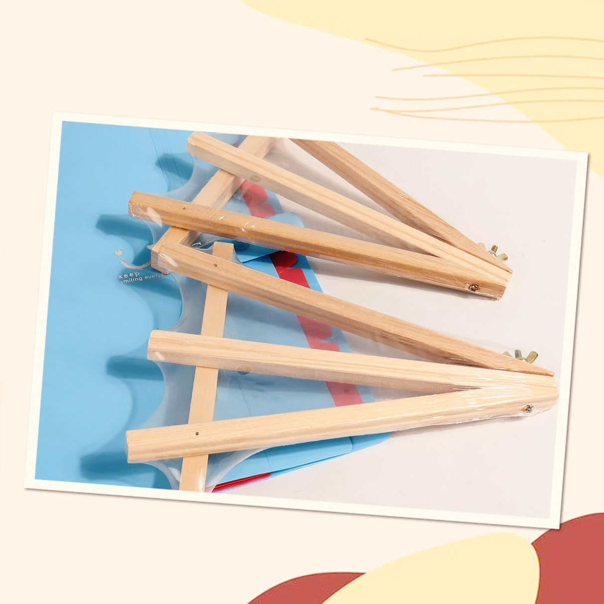 DOMMARE 9.4 in Wooden Easel Stand for Painting, Canvases, Art, Crafts, Tabletop Easels, Small Wood Table Top Paint Tripod Station for Kids Adults, Portable Display Photo Picture Sign Holder(3 Pack) DOMMARE