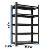 63"H Garage Shelving Heavy Duty Rack, 3000 LBS Large Capacity 5 Tier Adjustable Storage Shelves, Metal Industrial Shelf Units for Garage, Basement and Warehouse, 63"H×23.6"W×13.8"D, Black ErgoNova