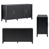 Amposei Sideboard Buffet Cabinet 63-Inch Wooden Credenza Storage Cabinet 4-Door Entryway Console Cabinet for Living Room Entrance (Black) Amposei