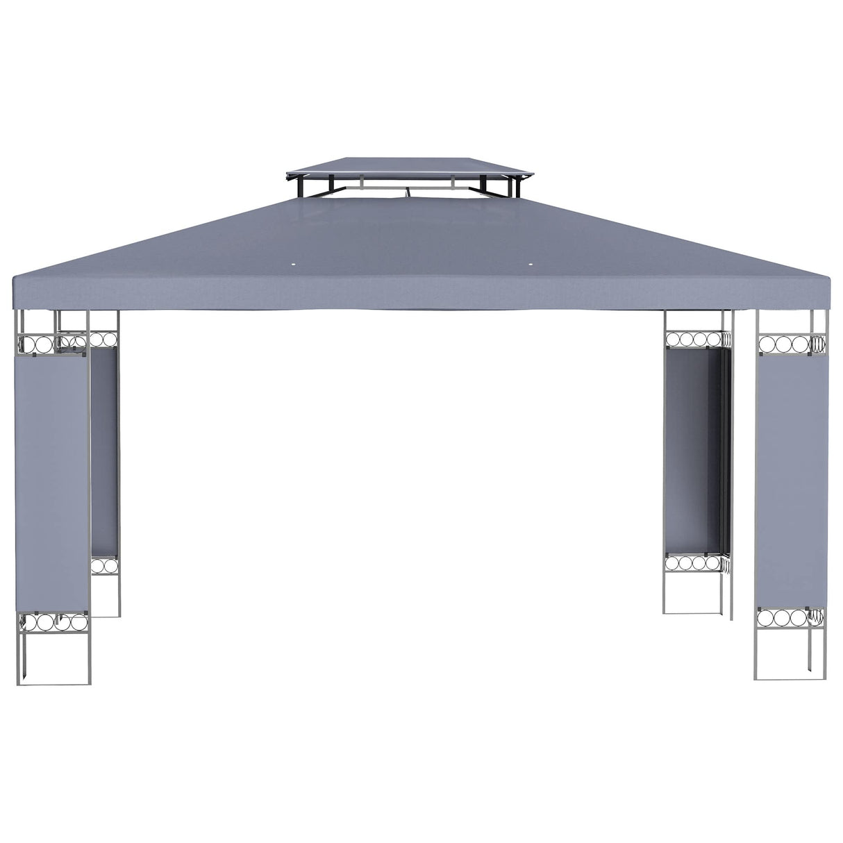 Outsunny 10' x 13' Patio Gazebo, Double Roof Outdoor Gazebo Canopy Shelter with Screen Decorate Corner Frame, for Garden, Lawn, Backyard and Deck, Gray Outsunny