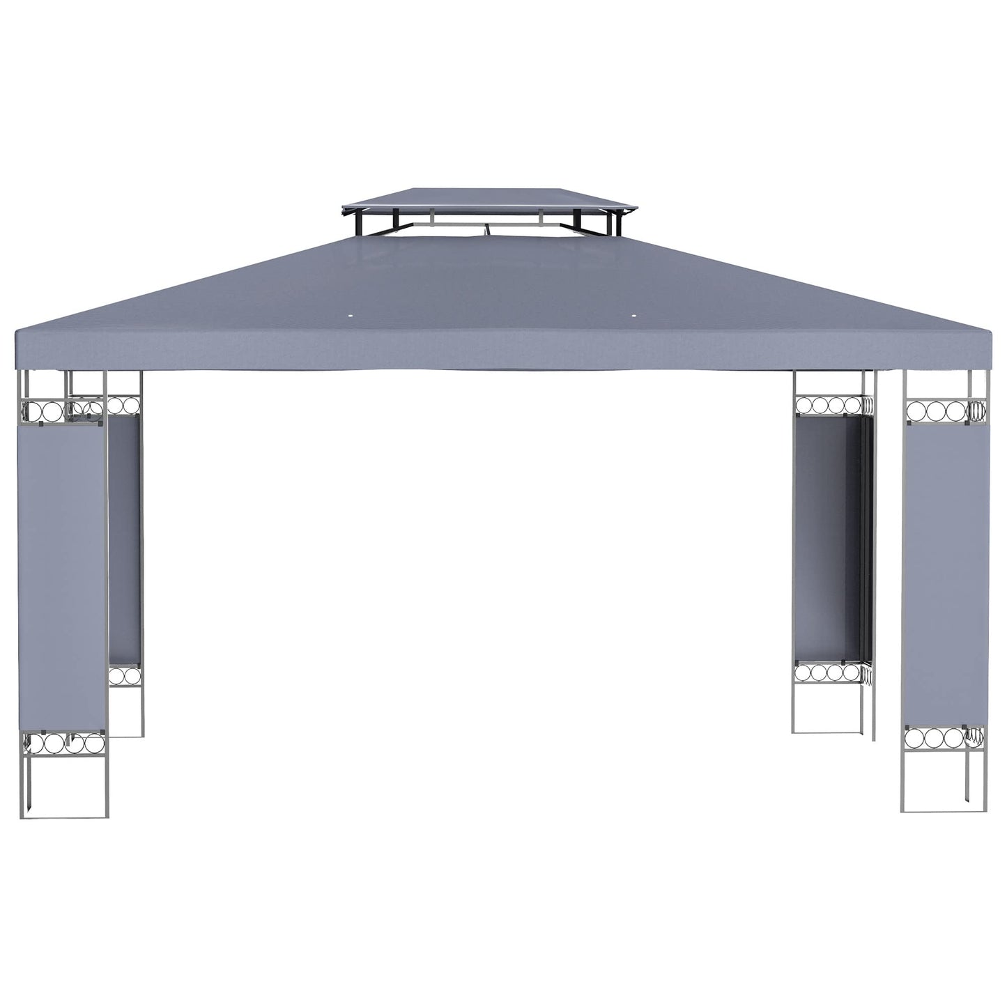 Outsunny 10' x 13' Patio Gazebo, Double Roof Outdoor Gazebo Canopy Shelter with Screen Decorate Corner Frame, for Garden, Lawn, Backyard and Deck, Gray - WoodArtSupply