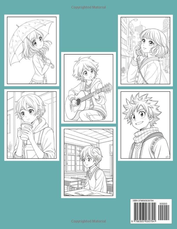 Anime Coloring Book for Teens: 50 Pages of Japanese Anime Characters, Kawaii Girls in Fashion Styles, And Manga Art To Color For Teenagers and Adults Majosta