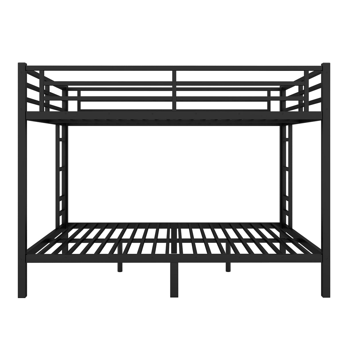 Zyerch Queen Over Queen Bunk Beds for Adults, Metal Queen Bunk Beds Heavy Duty Solid Bunk Bed Queen Over Queen with 2 Ladders, No Box Spring Needed Queen Bunk Beds, Black Zyerch