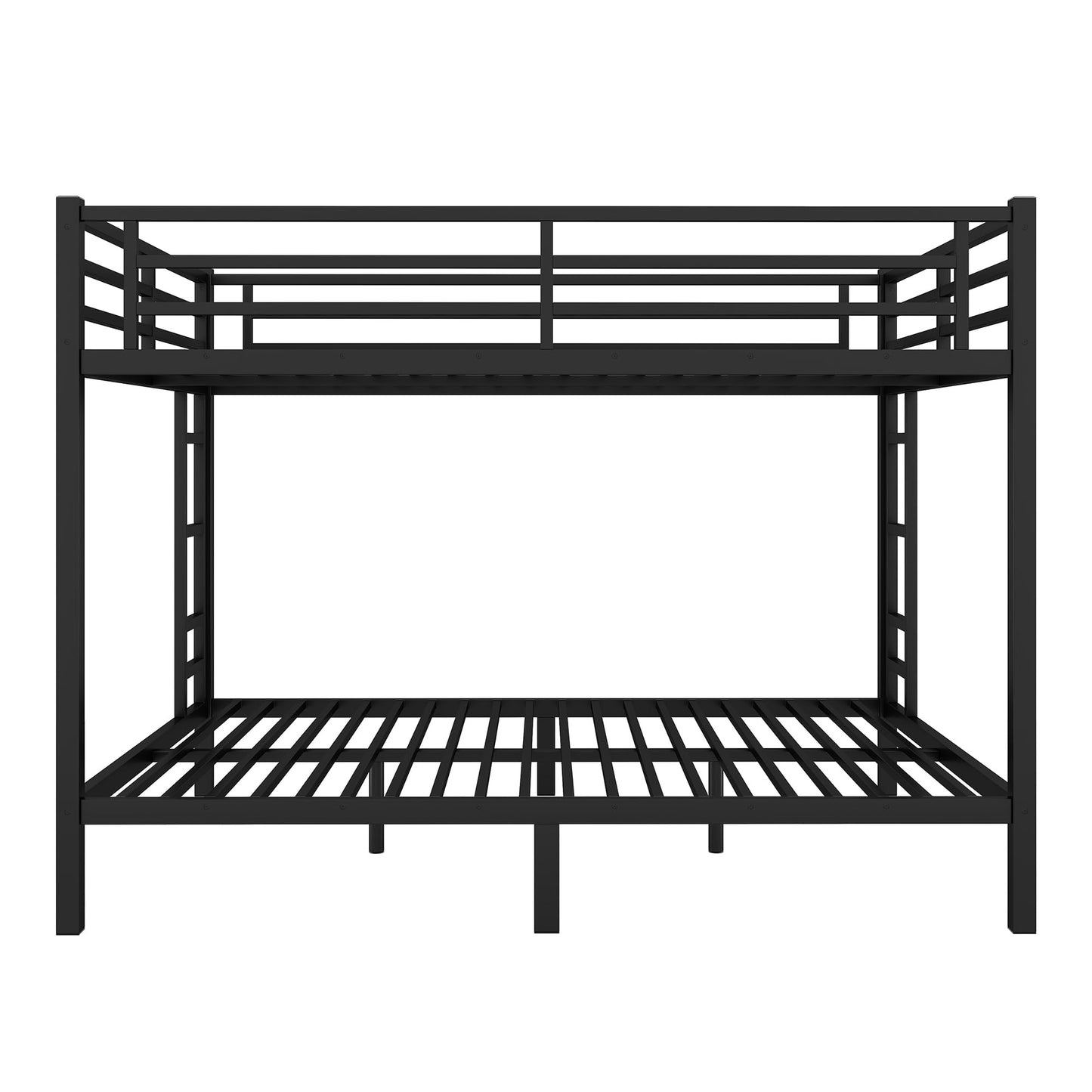 Zyerch Queen Over Queen Bunk Beds for Adults, Metal Queen Bunk Beds Heavy Duty Solid Bunk Bed Queen Over Queen with 2 Ladders, No Box Spring Needed Queen Bunk Beds, Black