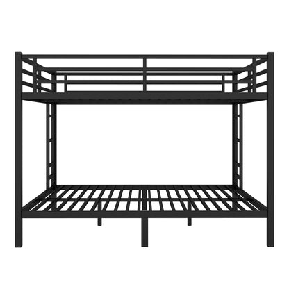 Zyerch Queen Over Queen Bunk Beds for Adults, Metal Queen Bunk Beds Heavy Duty Solid Bunk Bed Queen Over Queen with 2 Ladders, No Box Spring Needed Queen Bunk Beds, Black