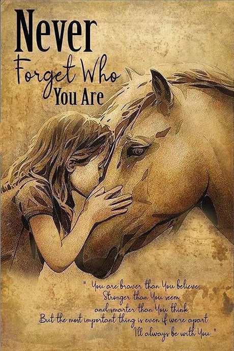 Adults Kids 300 Pieces Jigsaw Puzzle Never Forget Who You are Little Girl and Horse Puzzle Challenging Educational Fun Family Games Toys Gifts for Home Kitchen Decor Family Activities Nichpedr
