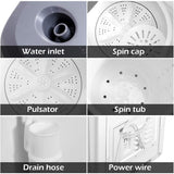 Giantex EP20313 Portable, 20lbs Capacity Combo, 12lbs Washer and 8lbs Spinner, Compact for Apartment RV, Gray & White Washing Machine Giantex