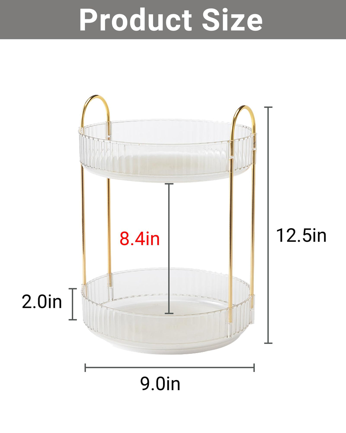 Asayuee 360 Rotating Makeup Organizer,2 Tier Large Capacity Make Up Organizers and Storage,Skincare Perfume Vanity Organizers,Bathroom Cosmetics Storage Organizer Countertop(Clear-2 Tier) Asayuee
