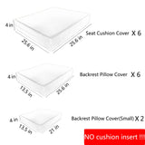 TECOSARA Patio Cushion Covers for 7 Pcs Outdoor Sectional Sofa, Outdoor Cushion Covers for 7 Pieces 6-Seater Wicker Rattan Conversation Set, Cushion Seat Covers for Patio Furniture, Antique Beige TECOSARA