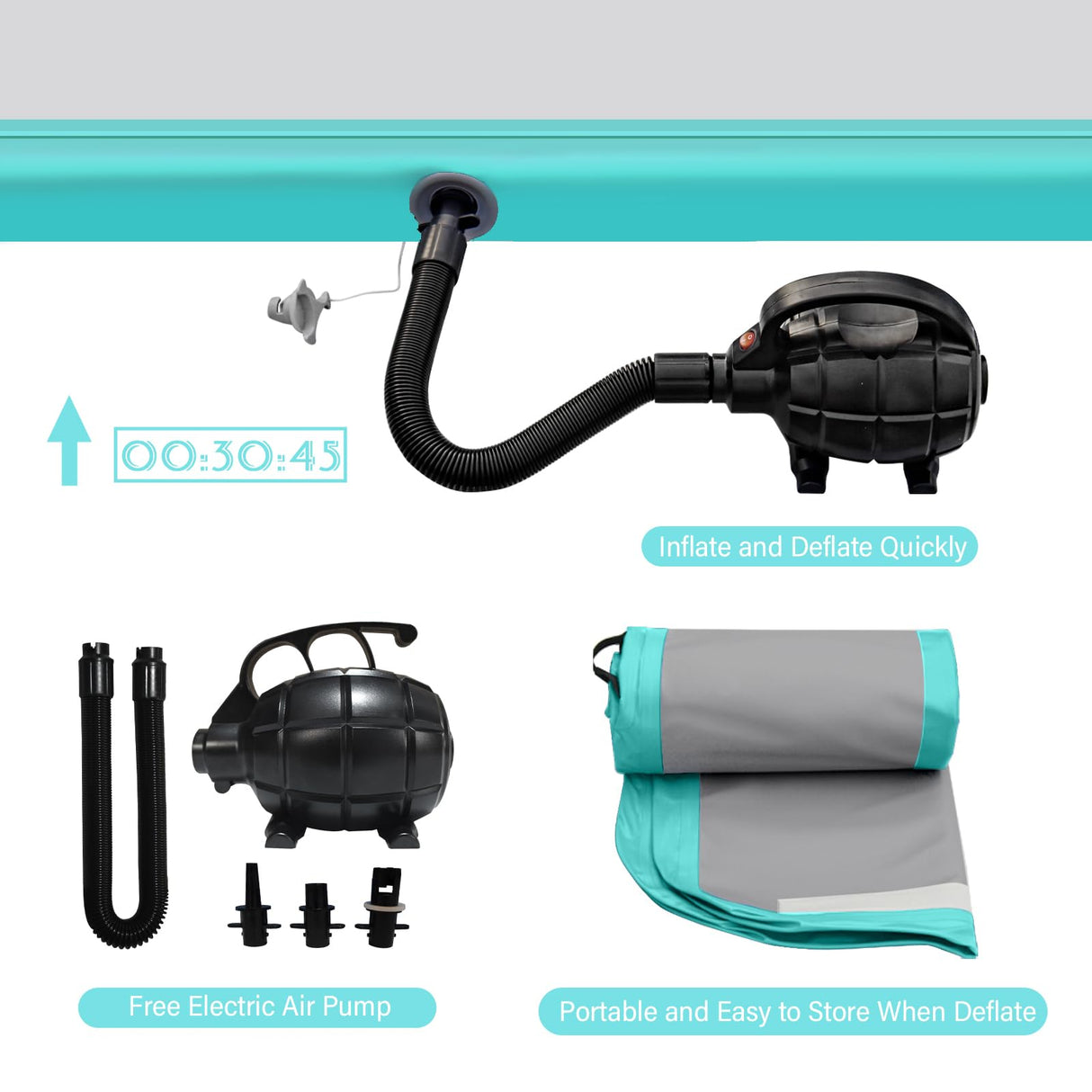 AKSPORT Inflatable Gymnatsics Mat Tumble Track 10ft 13ft 16ft 20ft 23ft Air Tumbling Mat with Air Pump for Home Use/Training/Cheerleading/Yoga AKSPORT