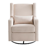 Harkawon Wingback Glider Rocking Recliner, Swivel Rocker Recliner Chair, Nursery Rocking Chair, Fabric Chair with Lumber Support, High Back, Deep Seat, for Living Room, Bedroom, Beige Harkawon